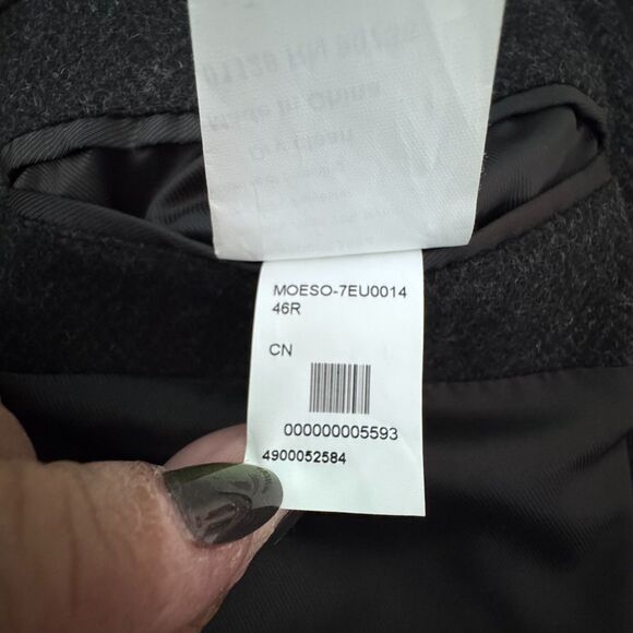 Calvin Klein Men’s 46R Charcoal Gray Wool-Blend Overcoat Classic - Picture 9 of 15